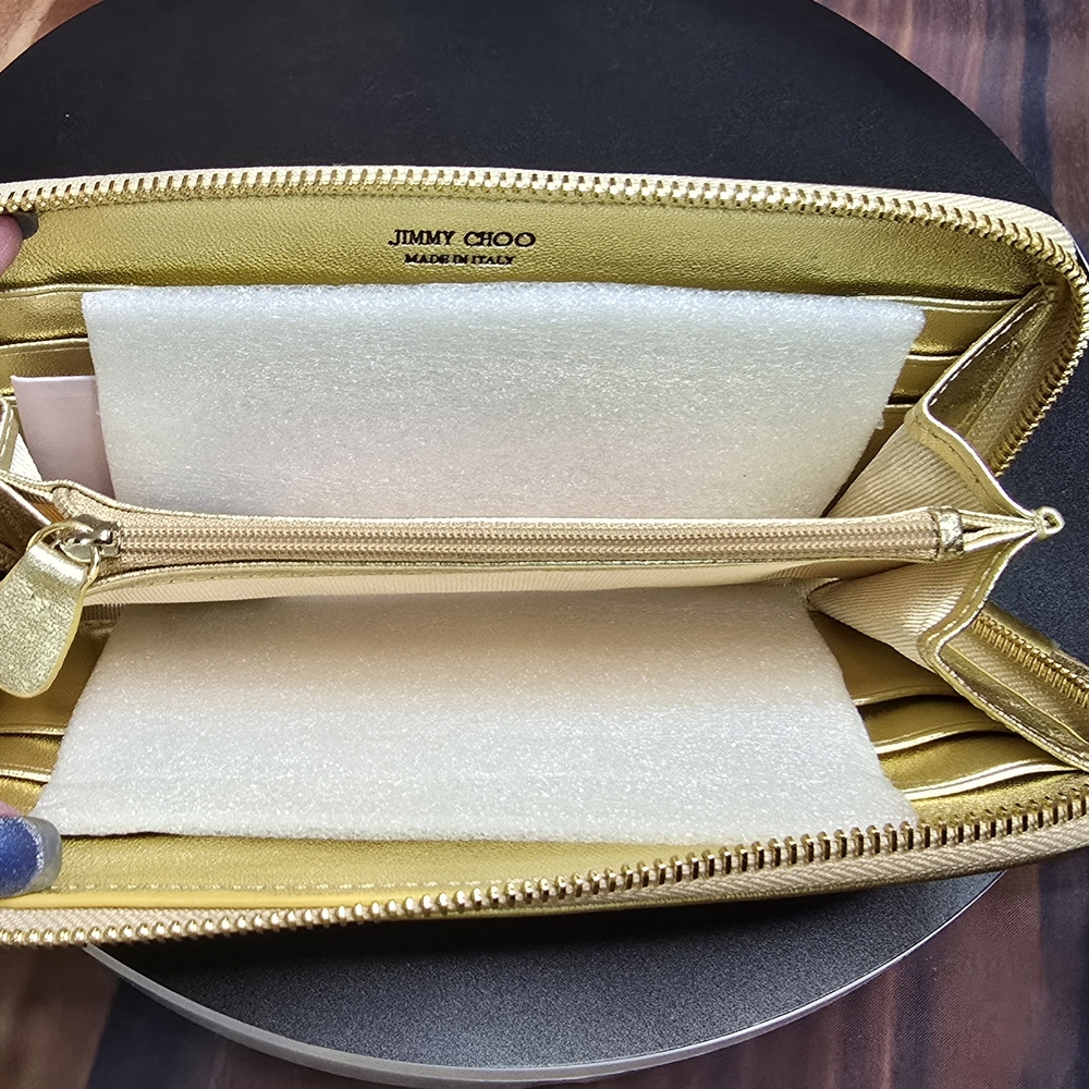 Jimmy Choo Gold Metallic Star-Studded Wallet - NWOT - COA - Picture 9 of 16